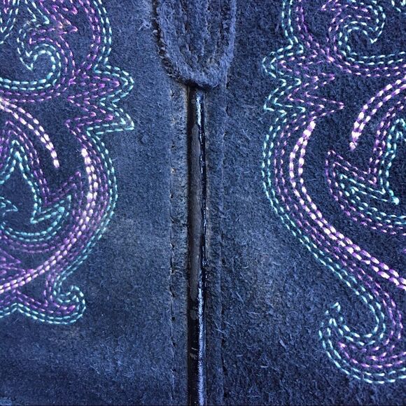 Ariat Black Leather Boots with Purple Stitching - Picture 16 of 16